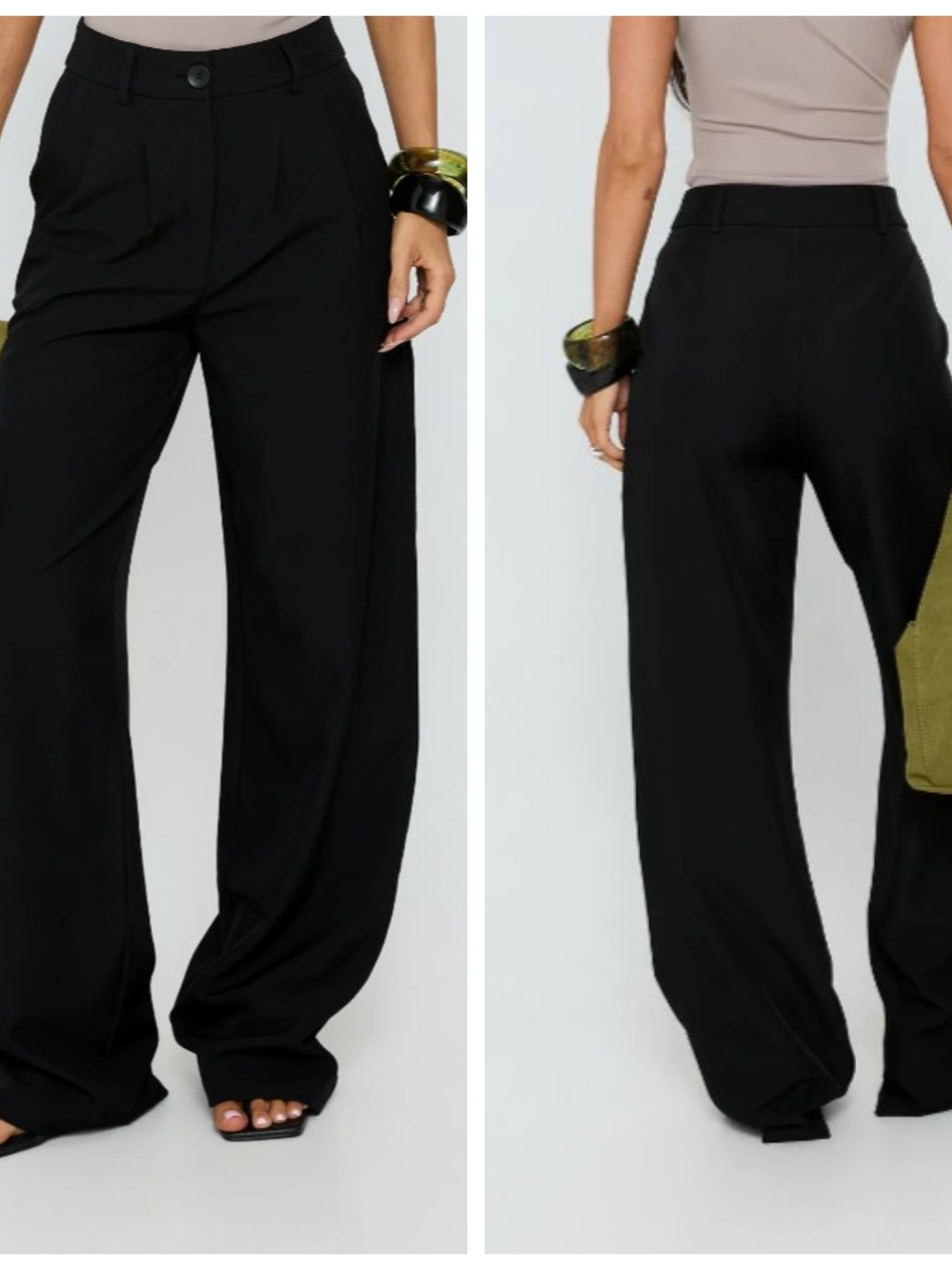 Princess Polly Black High-Waist Wide-Leg Trousers